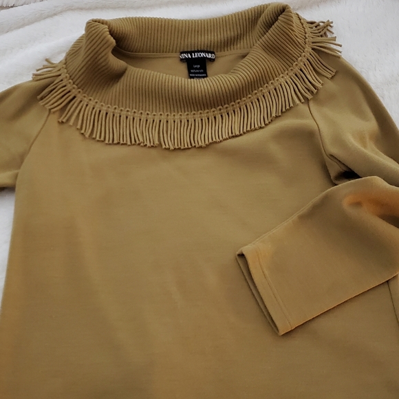 Nina Leonard Sweater fringes neck  Size L - Picture 3 of 7